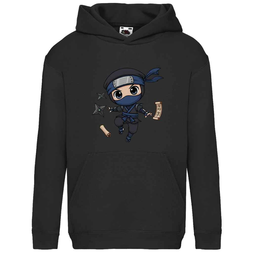 Kids Basic Hoodie Ninja Chibiki Shinobi scrolls and shuriken