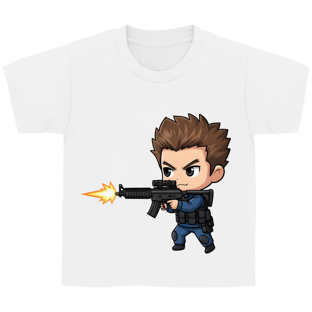 Kinder Basic T-Shirt Soldier Police Counter Strike Chibiki
