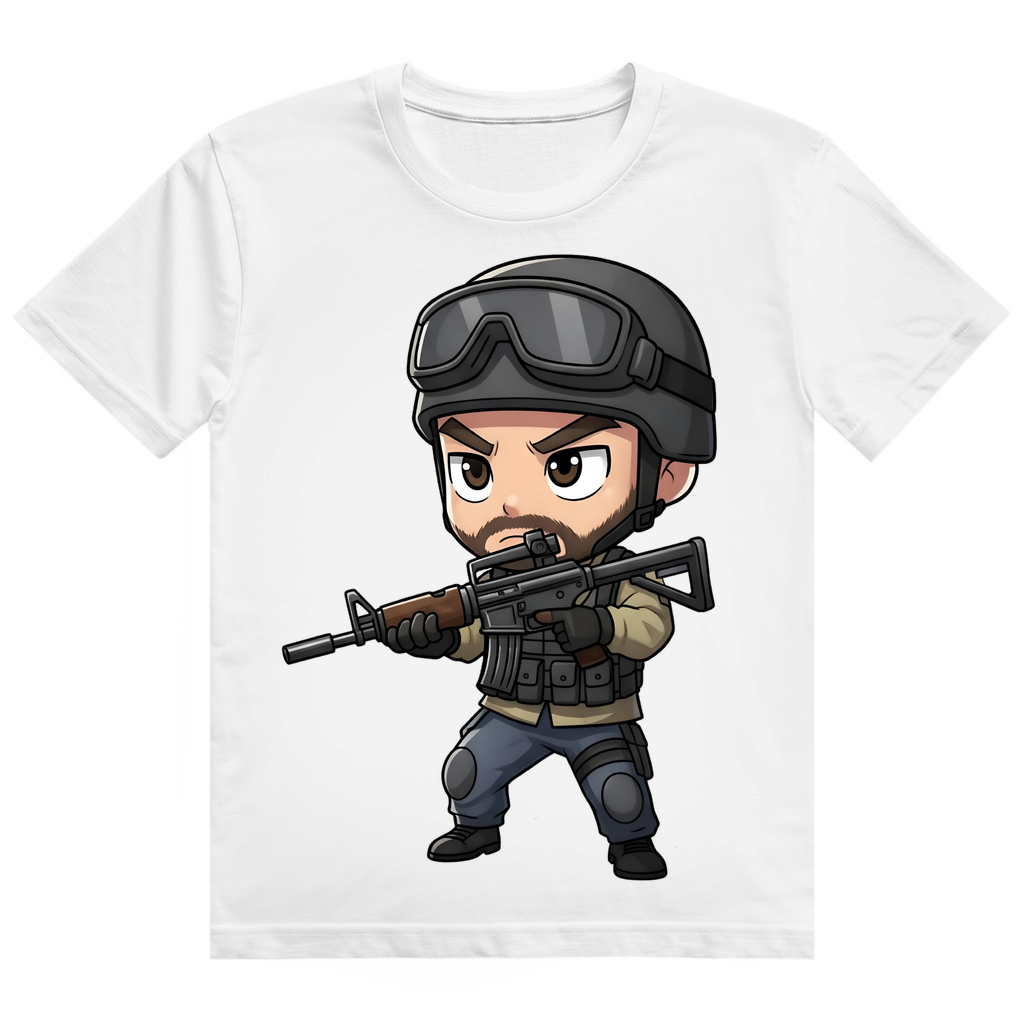 Herren Heavy Cotton T-Shirt Soldier Police Counter Strike Chibiki Special Force
