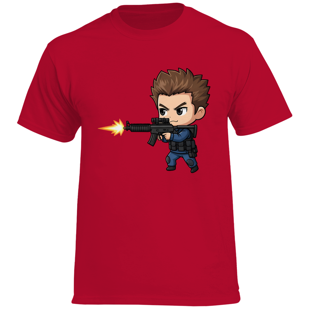 Herren Heavy Cotton T-Shirt Soldier Police Counter Strike Chibiki