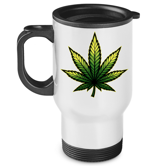 Edelstahl-Thermobecher Cannabis Logo