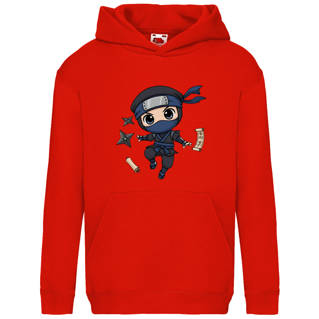 Kids Basic Hoodie Ninja Chibiki Shinobi scrolls and shuriken