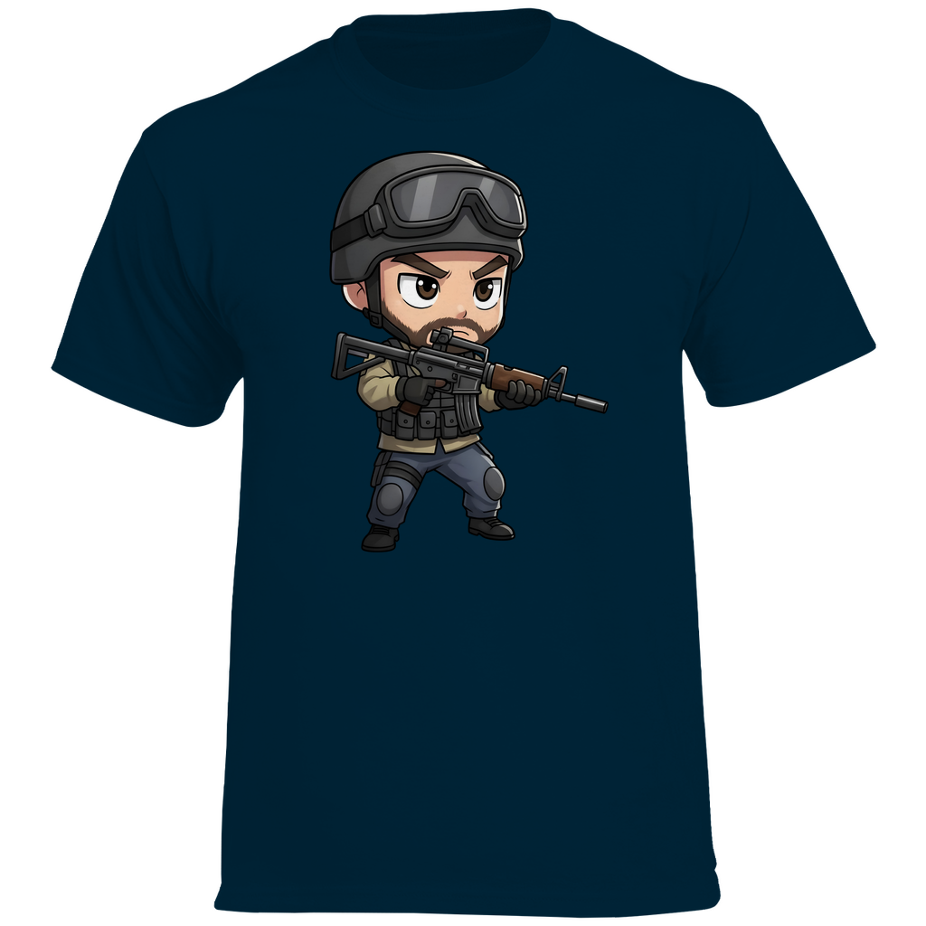 Herren Heavy Cotton T-Shirt Soldier Police Counter Strike Chibiki Special Force