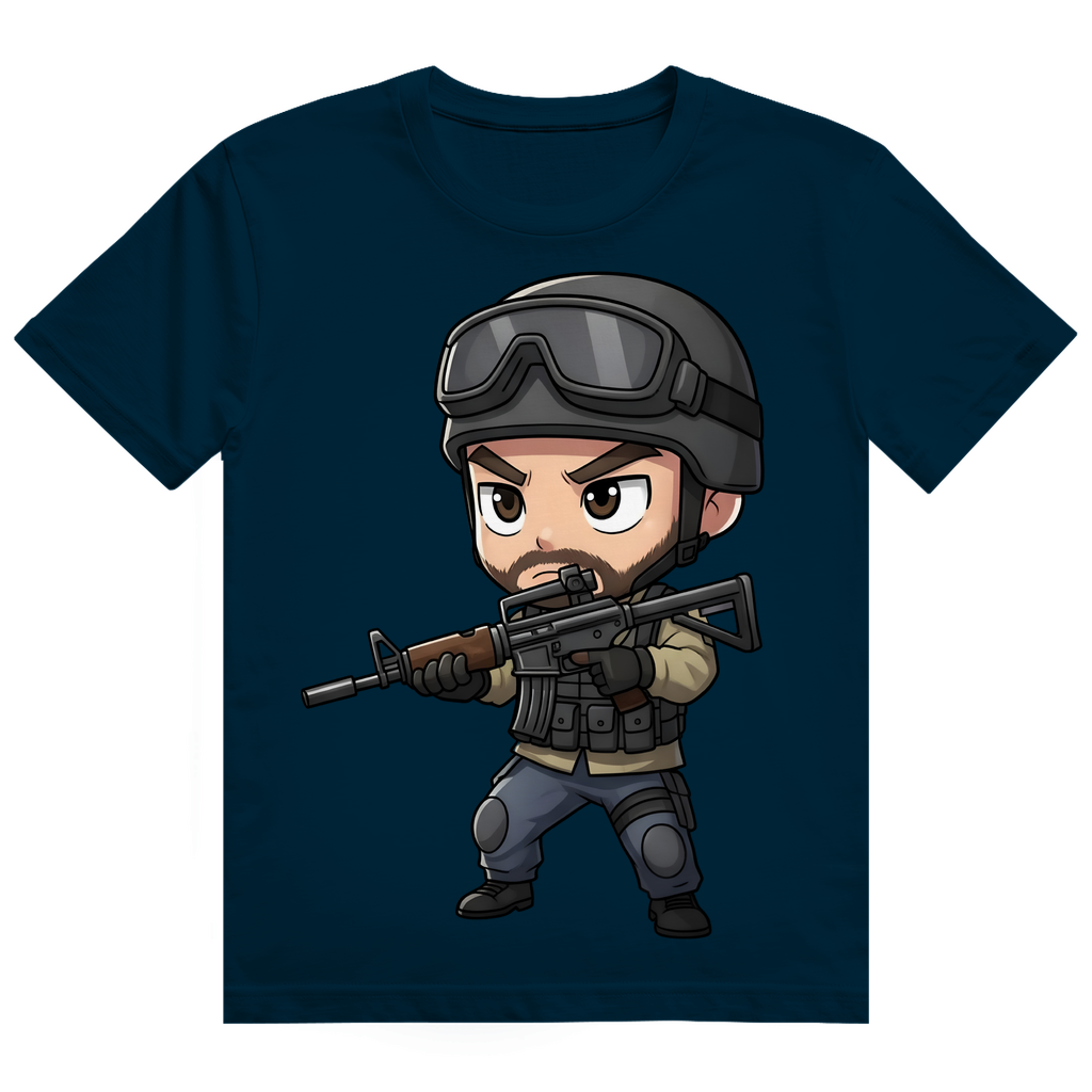 Herren Heavy Cotton T-Shirt Soldier Police Counter Strike Chibiki Special Force