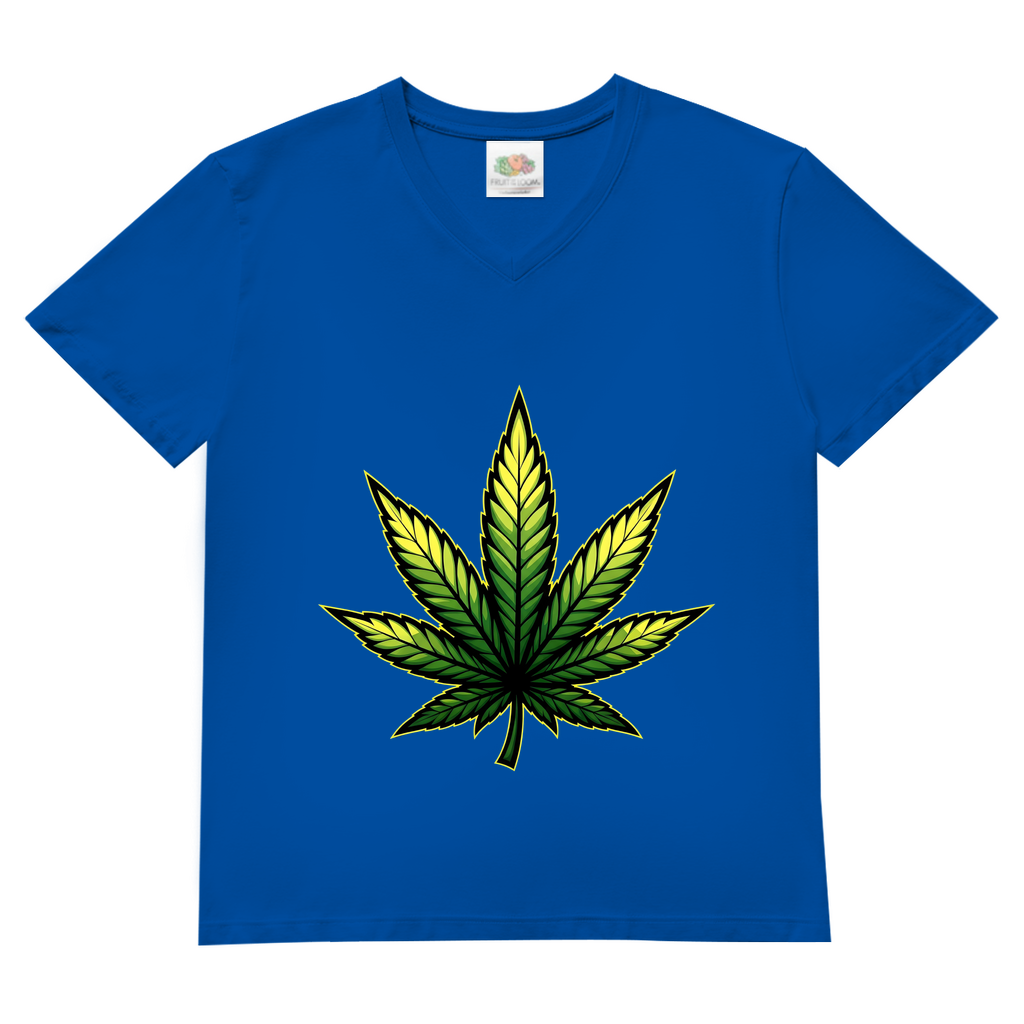 Herren Basic V-Neck T-Shirt Cannabis Logo