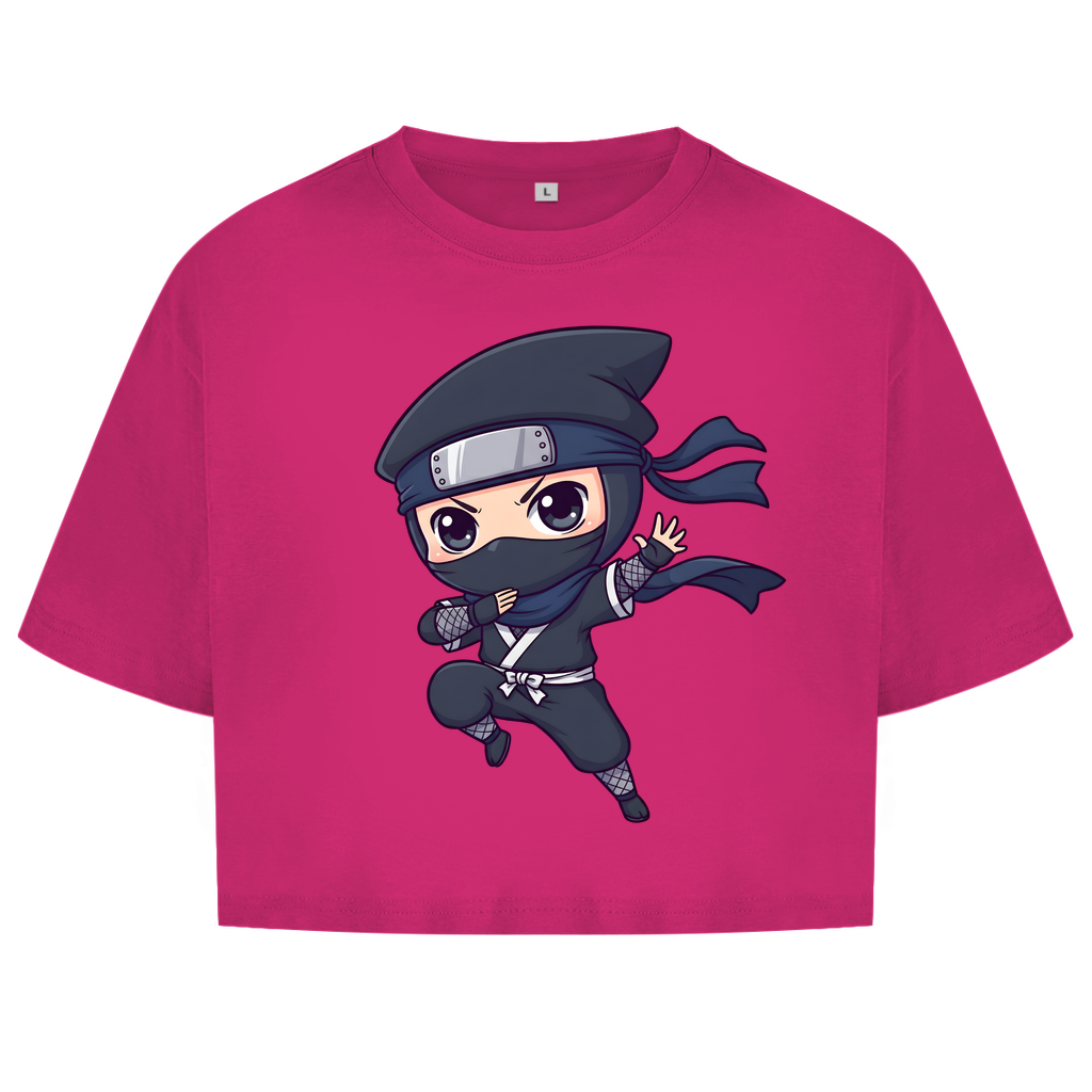 Damen Oversize Crop Top Ninja Chibiki Shinobi