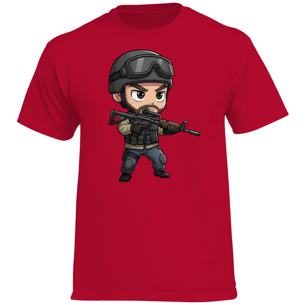Herren Heavy Cotton T-Shirt Soldier Police Counter Strike Chibiki Special Force