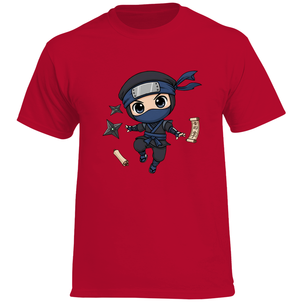 Herren Heavy Cotton T-Shirt Ninja Chibiki Shinobi scrolls and shuriken
