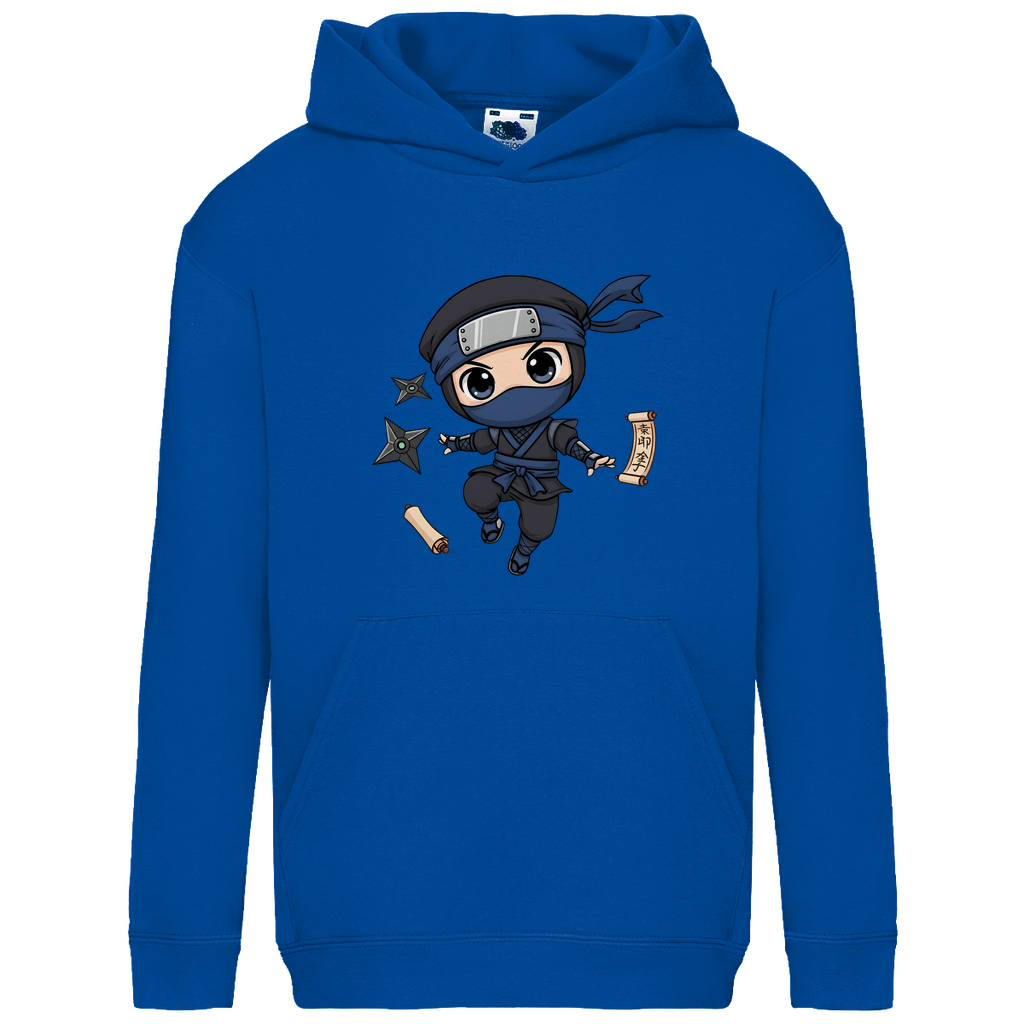 Kids Basic Hoodie Ninja Chibiki Shinobi scrolls and shuriken