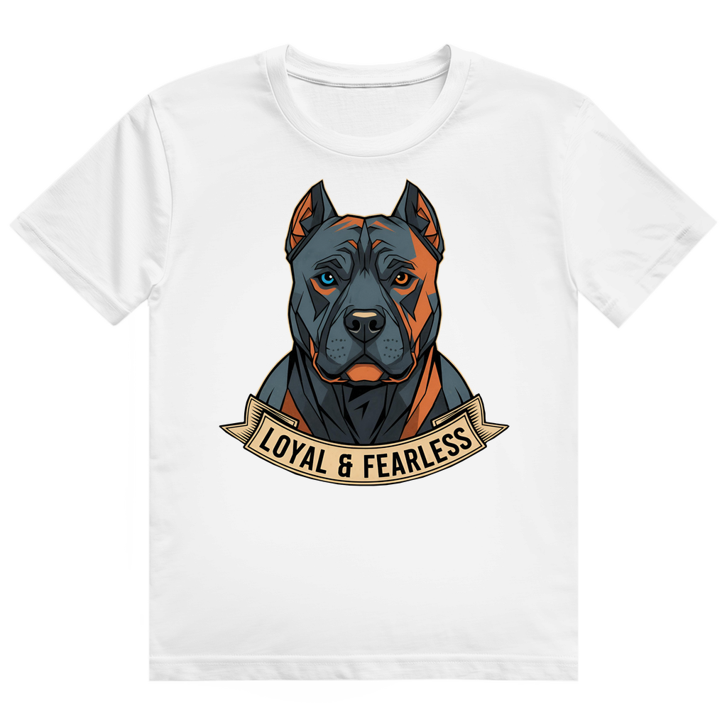 Herren Heavy Cotton T-Shirt Pitbull loyal and fearless dog motive