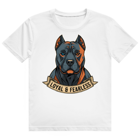 Herren Heavy Cotton T-Shirt Pitbull loyal and fearless dog motive