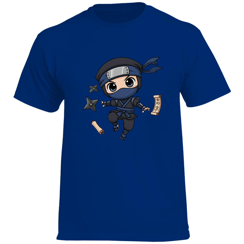 Herren Heavy Cotton T-Shirt Ninja Chibiki Shinobi scrolls and shuriken