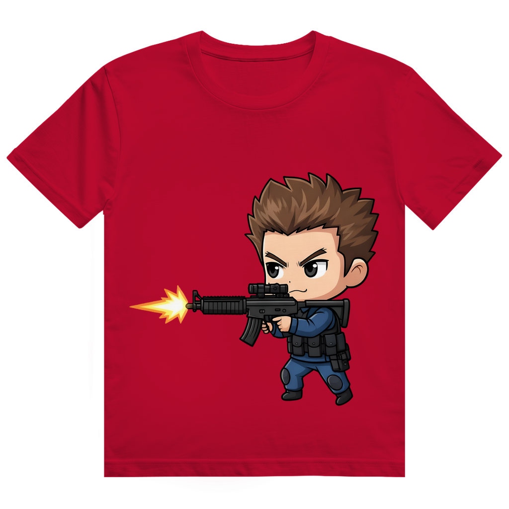 Herren Heavy Cotton T-Shirt Soldier Police Counter Strike Chibiki