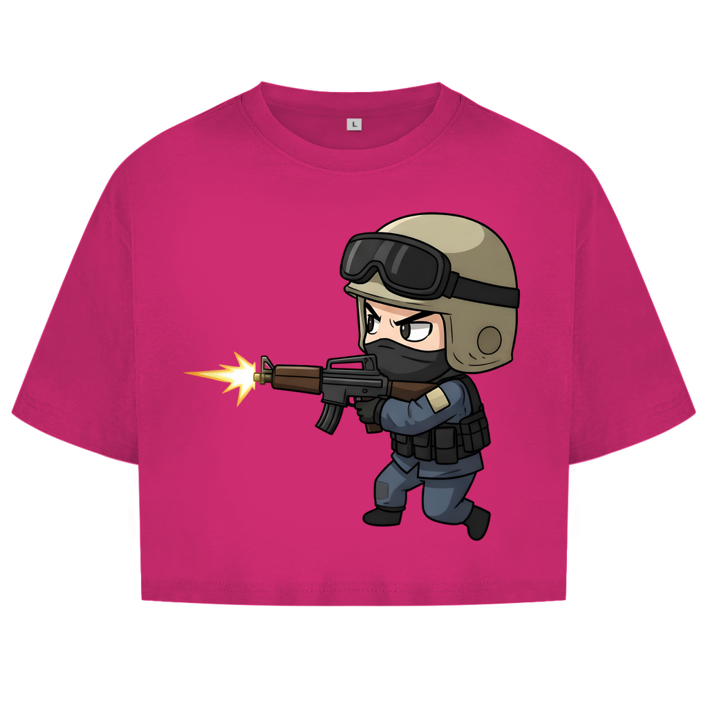 Damen Oversize Crop Top Special Forces CSGO Chibiki Counter Strike