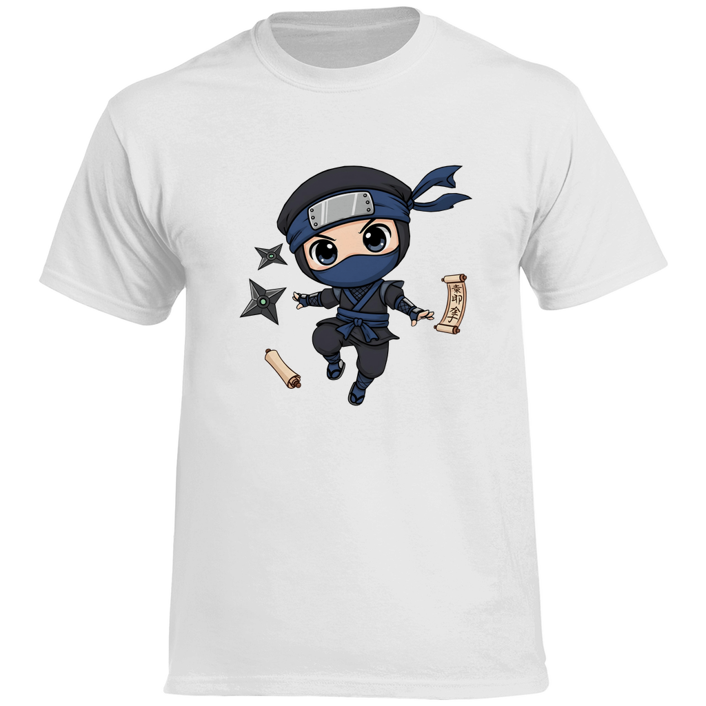 Herren Heavy Cotton T-Shirt Ninja Chibiki Shinobi scrolls and shuriken