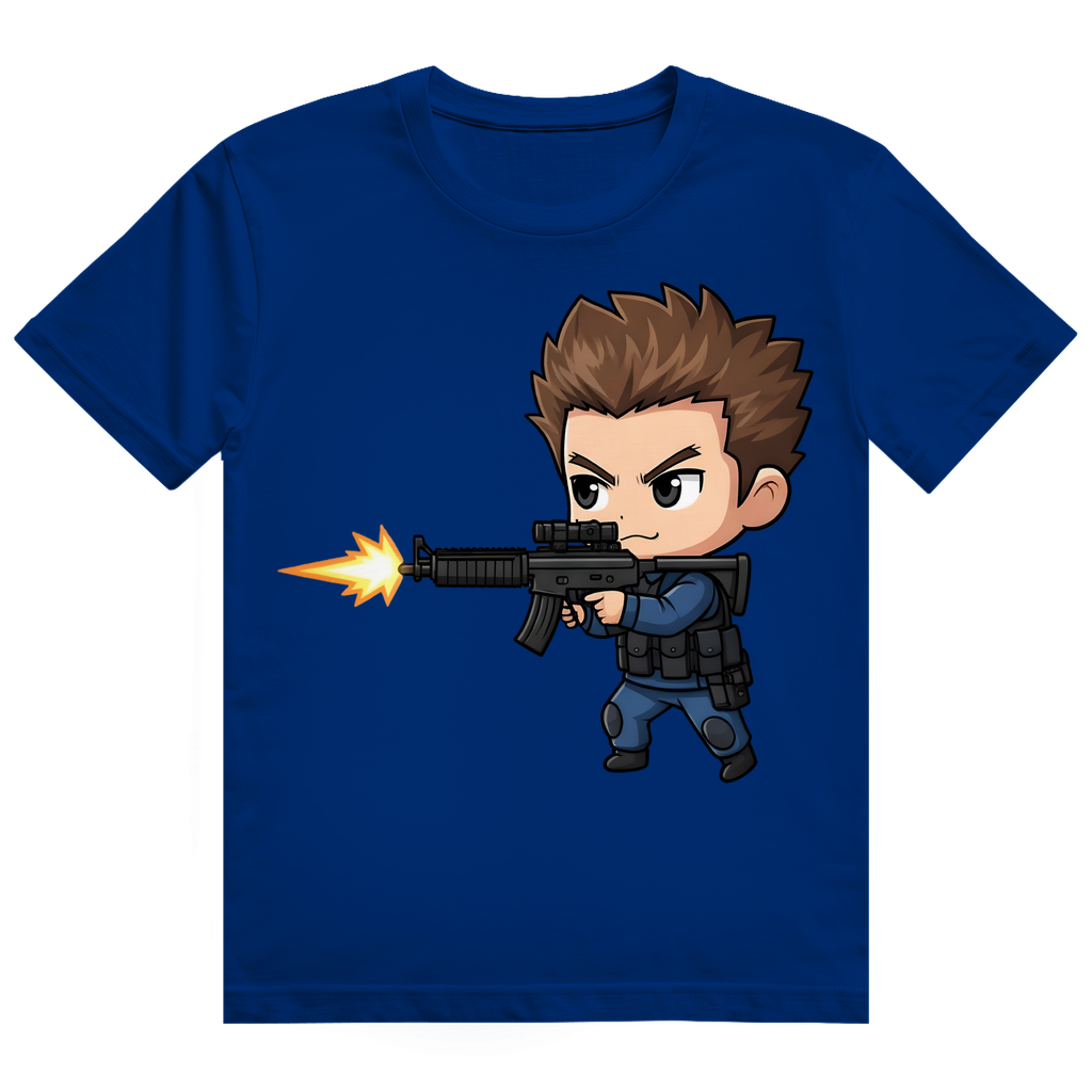 Herren Heavy Cotton T-Shirt Soldier Police Counter Strike Chibiki