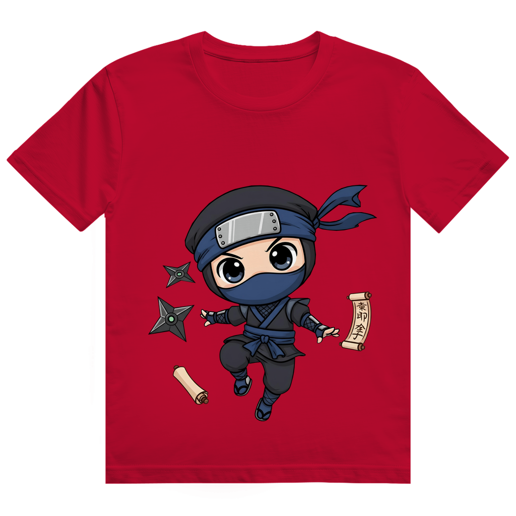Herren Heavy Cotton T-Shirt Ninja Chibiki Shinobi scrolls and shuriken