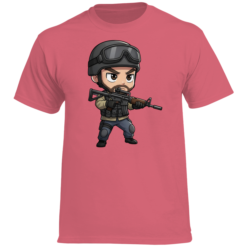 Herren Heavy Cotton T-Shirt Soldier Police Counter Strike Chibiki Special Force