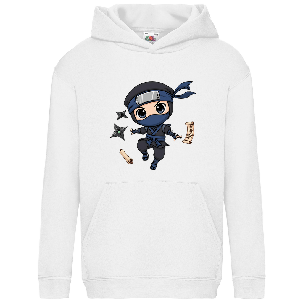 Kids Basic Hoodie Ninja Chibiki Shinobi scrolls and shuriken