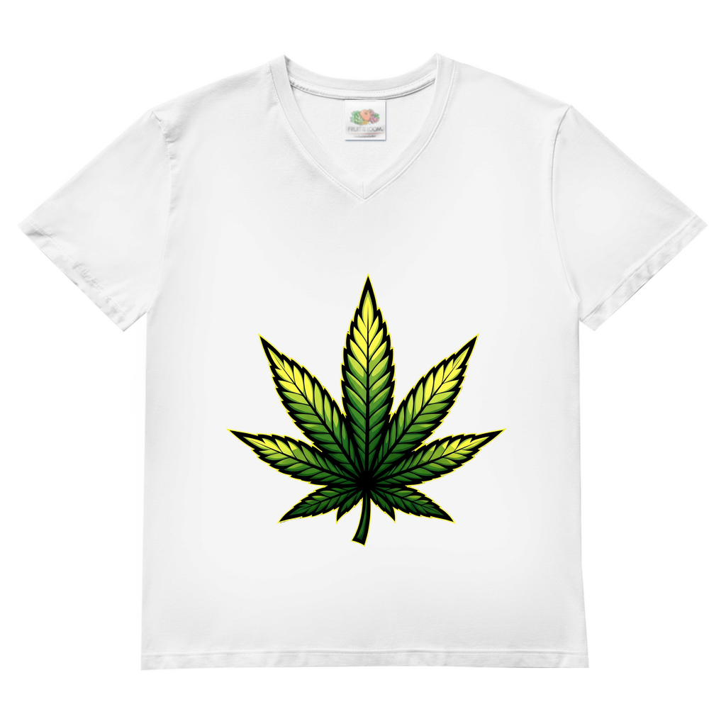 Herren Basic V-Neck T-Shirt Cannabis Logo