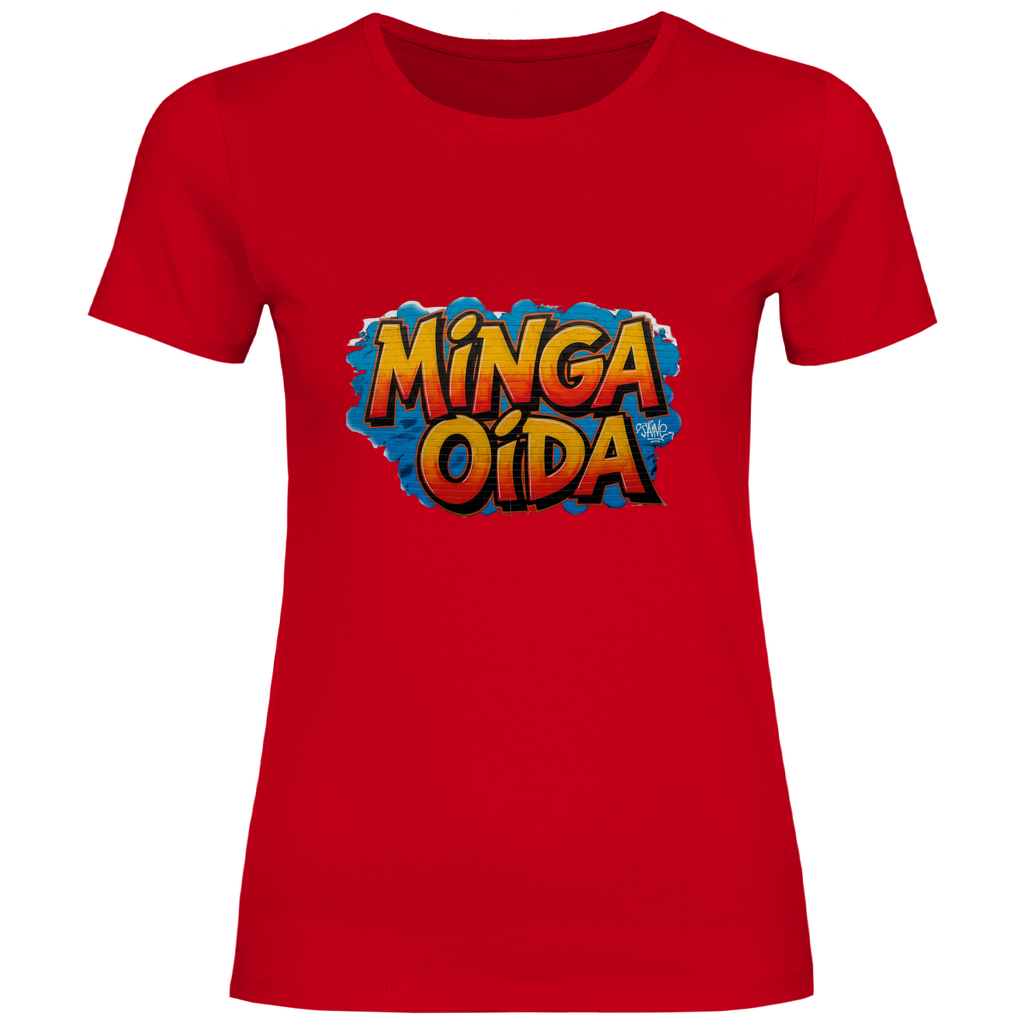 Damen T-Shirt Minga Oida Grafitti