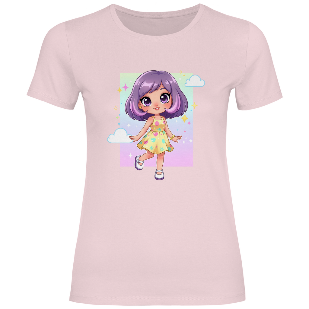 Damen T-Shirt girly girl Lila