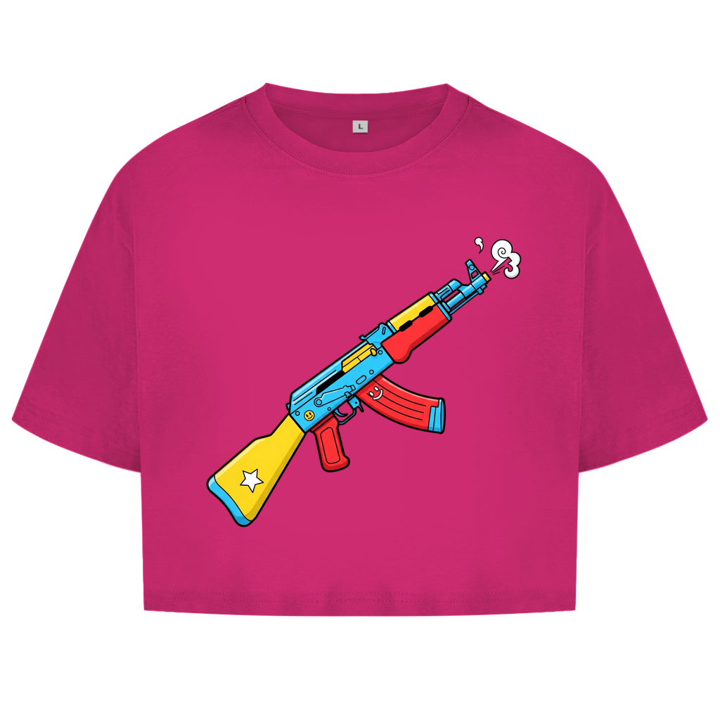 Damen Oversize Crop Top AK47 Freestyle Skin