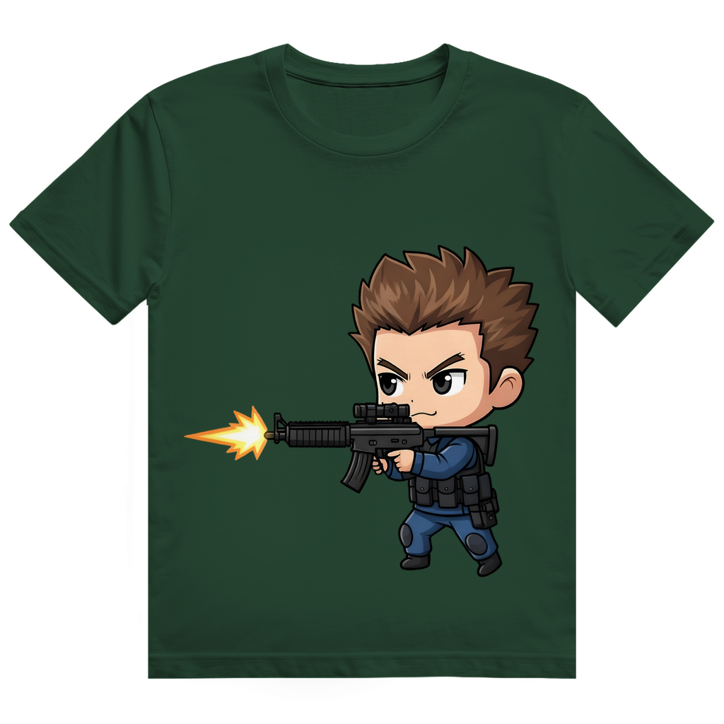 Herren Heavy Cotton T-Shirt Soldier Police Counter Strike Chibiki
