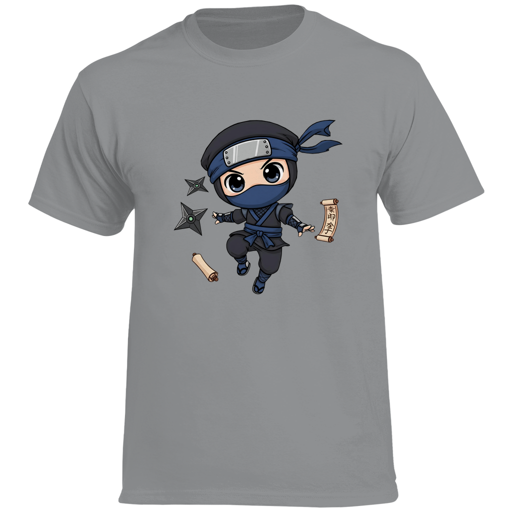 Herren Heavy Cotton T-Shirt Ninja Chibiki Shinobi scrolls and shuriken