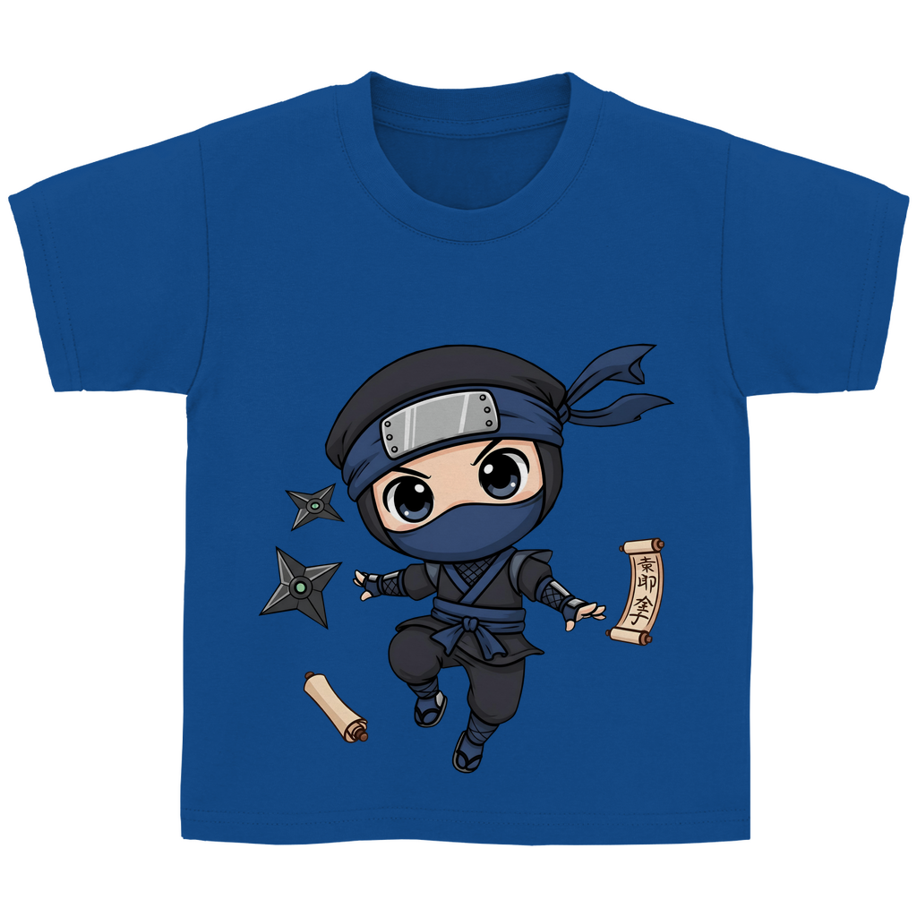 Kinder Basic T-Shirt Ninja Chibiki Shinobi scrolls and shuriken
