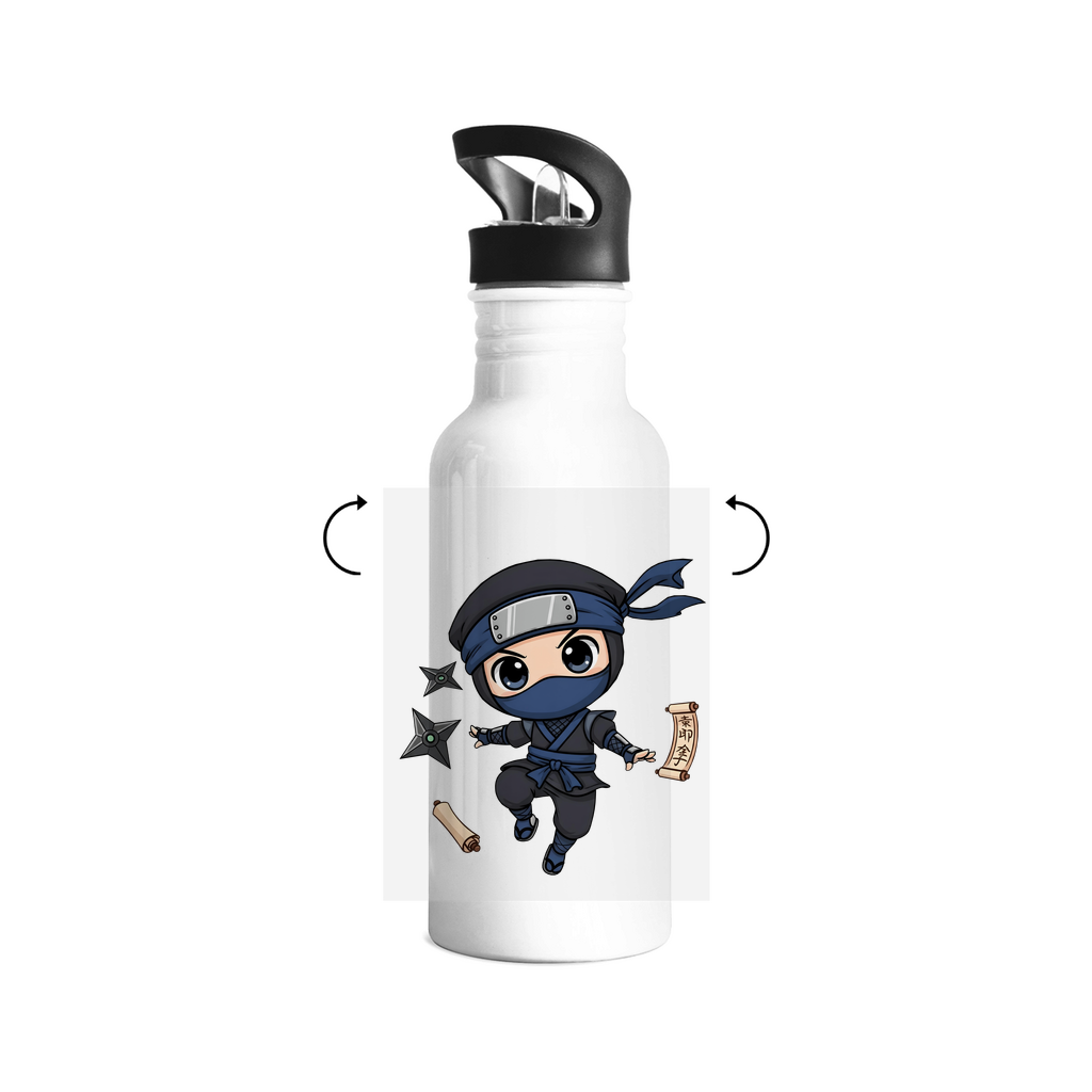 Edelstahl-Trinkflasche Ninja Chibiki Shinobi scrolls and shuriken