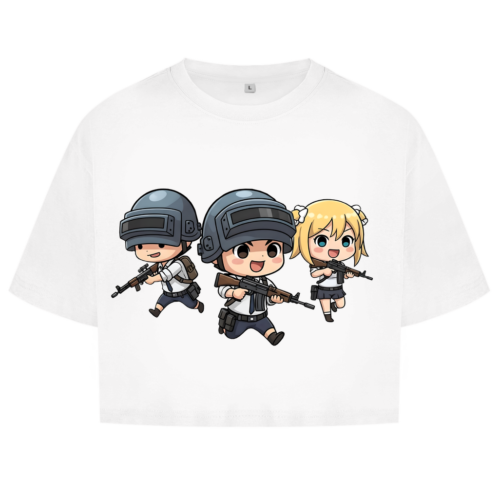 Damen Oversize Crop Top Battle Royal PUBG Chibiki
