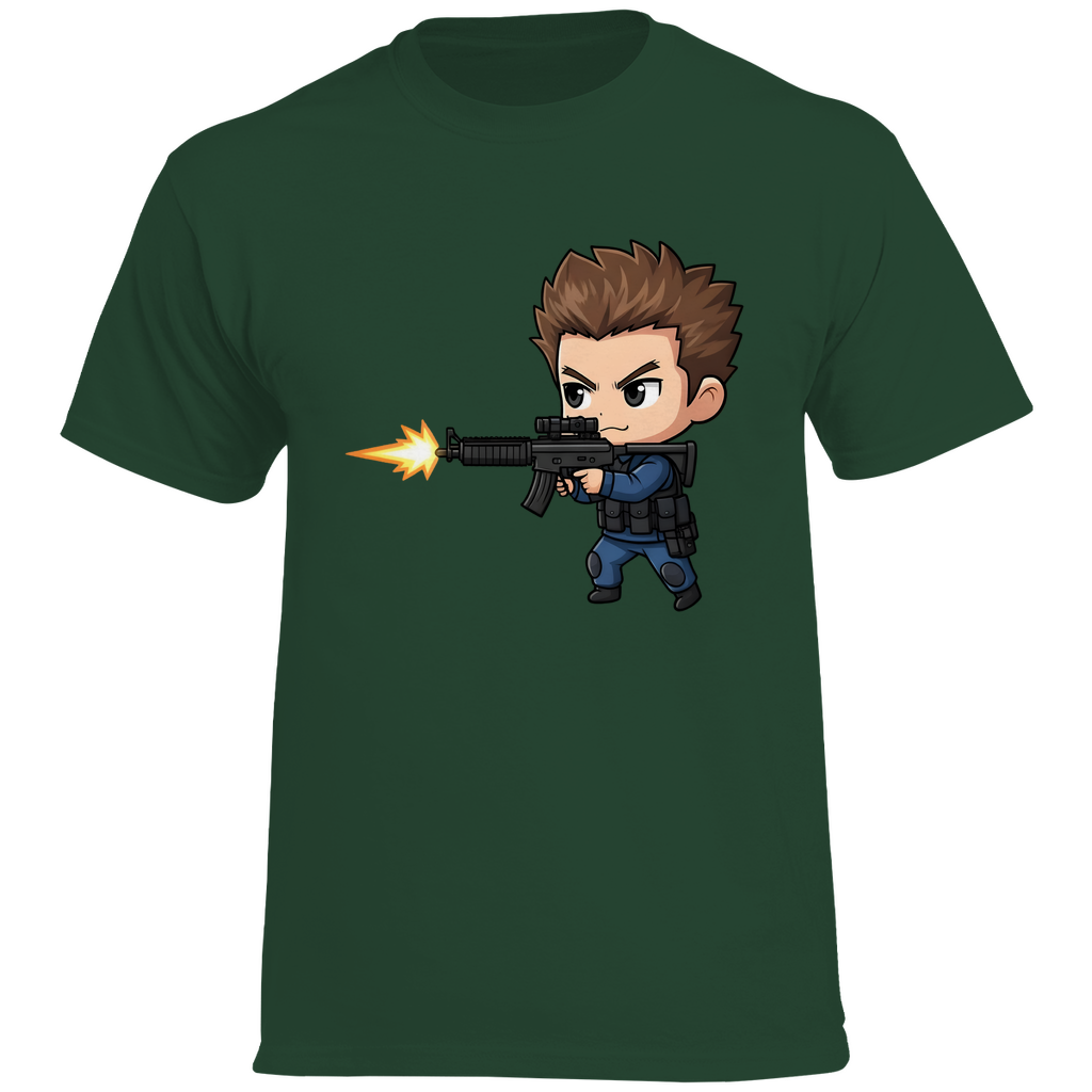 Herren Heavy Cotton T-Shirt Soldier Police Counter Strike Chibiki