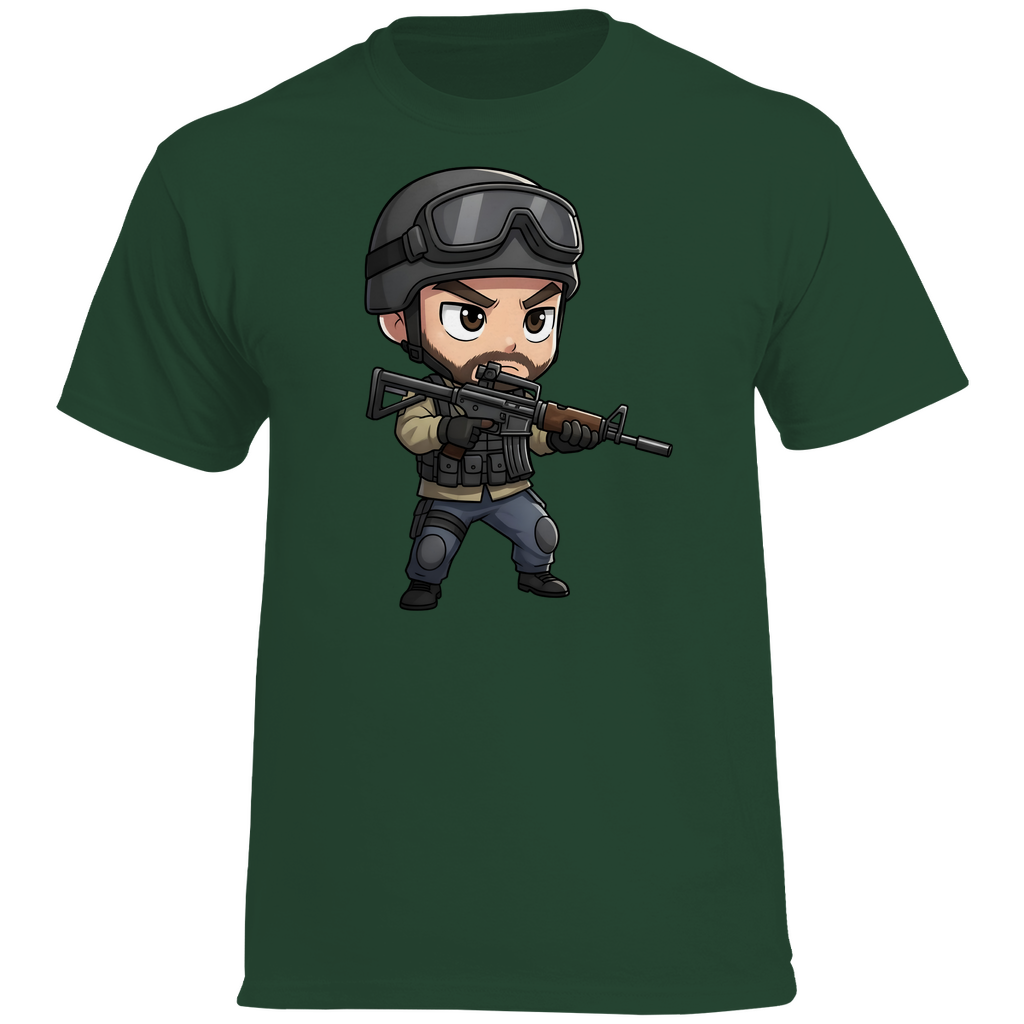 Herren Heavy Cotton T-Shirt Soldier Police Counter Strike Chibiki Special Force