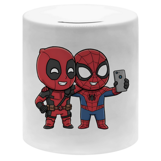 Money box spidy dead pool manga chibi style