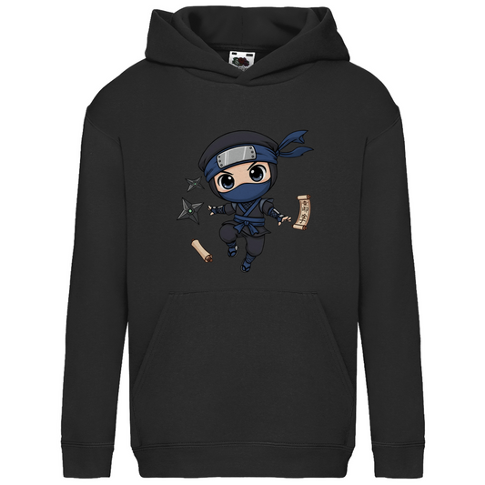 Kids Basic Hoodie Ninja Chibiki Shinobi scrolls and shuriken