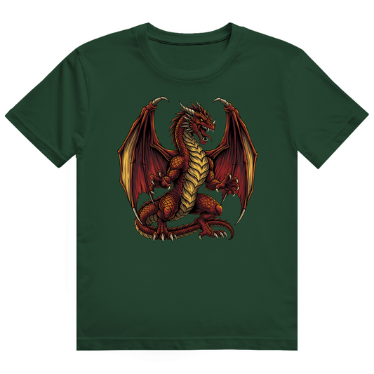 Herren Heavy Cotton T-Shirt Red Dragon _ Roter Drache