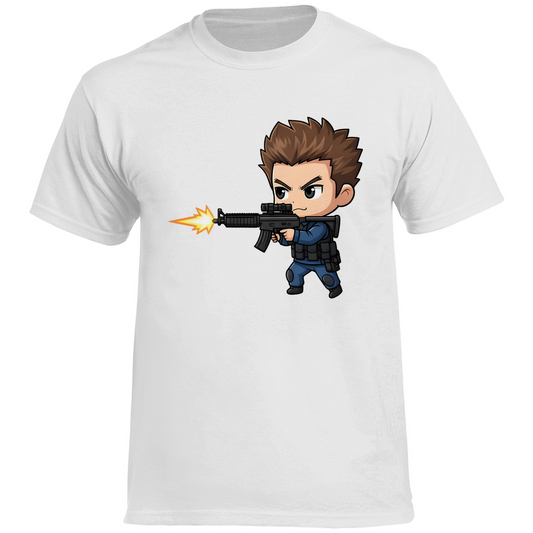 Herren Heavy Cotton T-Shirt Soldier Police Counter Strike Chibiki