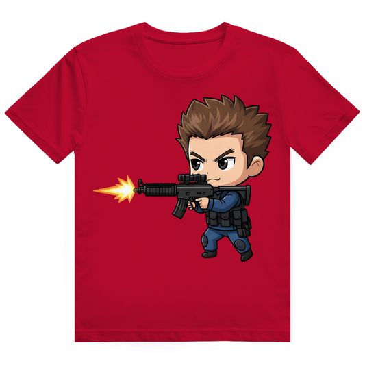 Herren Heavy Cotton T-Shirt Soldier Police Counter Strike Chibiki