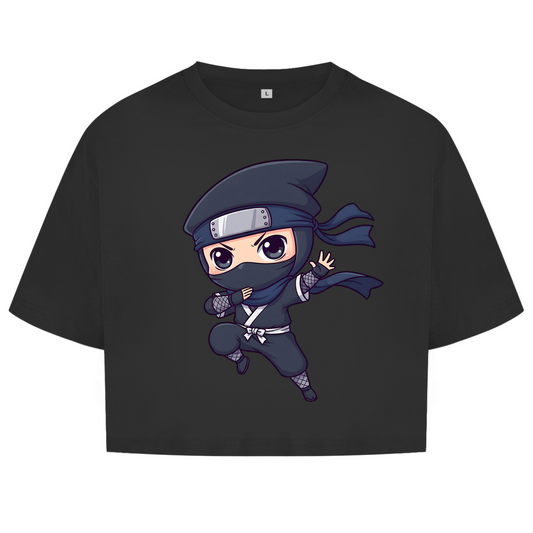 Damen Oversize Crop Top Ninja Chibiki Shinobi