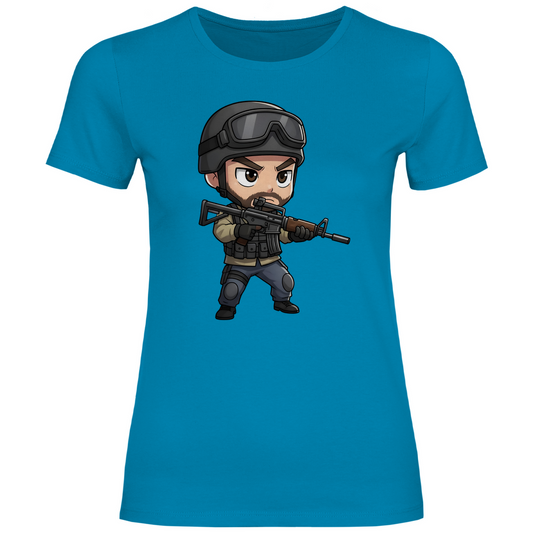 Damen T-Shirt Soldier Police Counter Strike Chibiki Special Force
