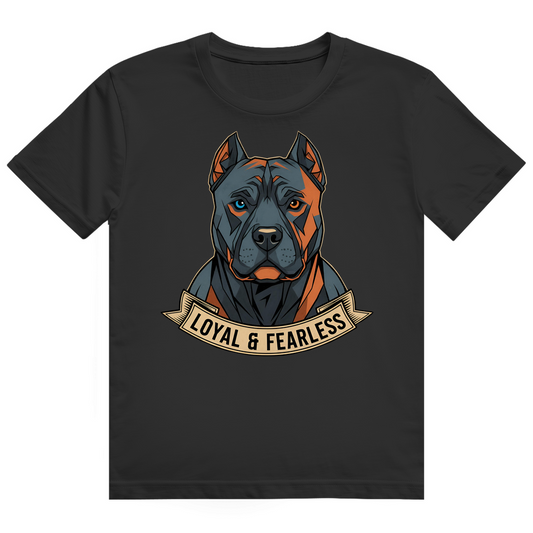 Herren Heavy Cotton T-Shirt Pitbull loyal and fearless dog motive