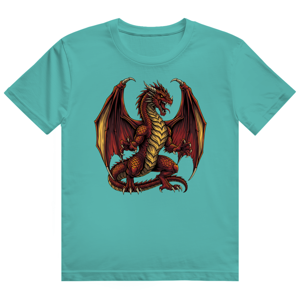 Herren Heavy Cotton T-Shirt Red Dragon _ Roter Drache