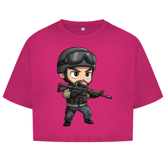 Damen Oversize Crop Top Soldier Police Counter Strike Chibiki Special Force