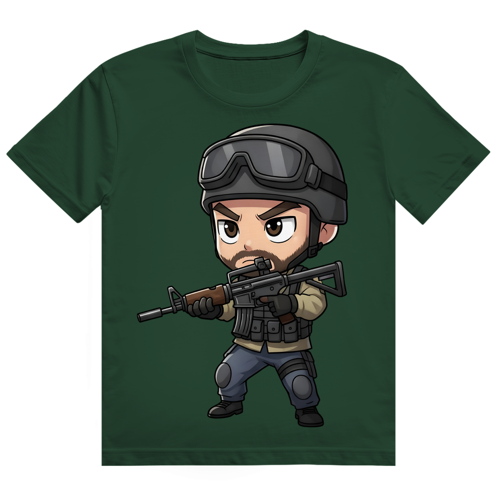 Herren Heavy Cotton T-Shirt Soldier Police Counter Strike Chibiki Special Force