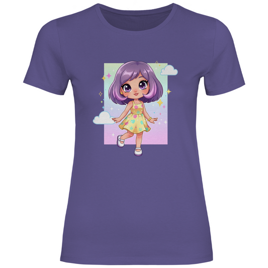 Damen T-Shirt girly girl Lila