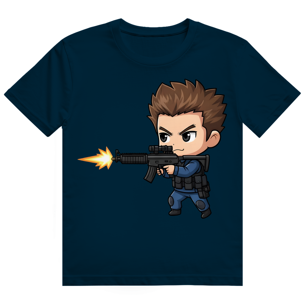 Herren Heavy Cotton T-Shirt Soldier Police Counter Strike Chibiki