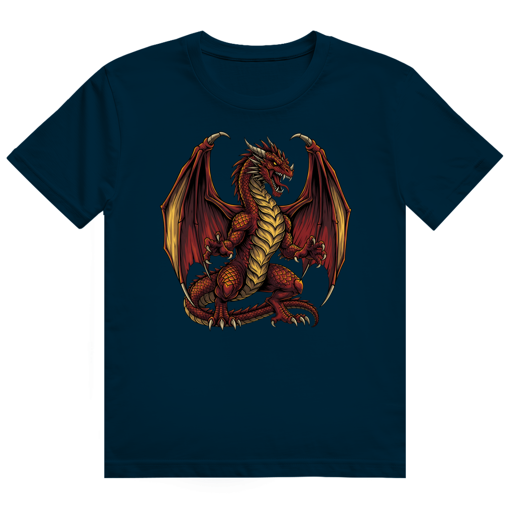 Herren Heavy Cotton T-Shirt Red Dragon _ Roter Drache
