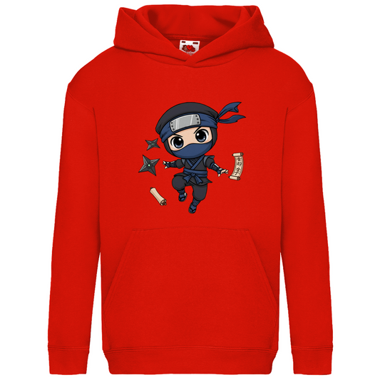 Kids Basic Hoodie Ninja Chibiki Shinobi scrolls and shuriken