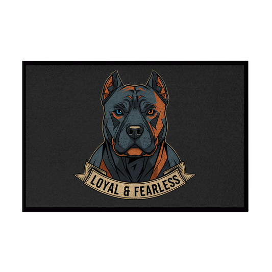 Fußmatte mit Gummirand Pitbull loyal and fearless dog motive